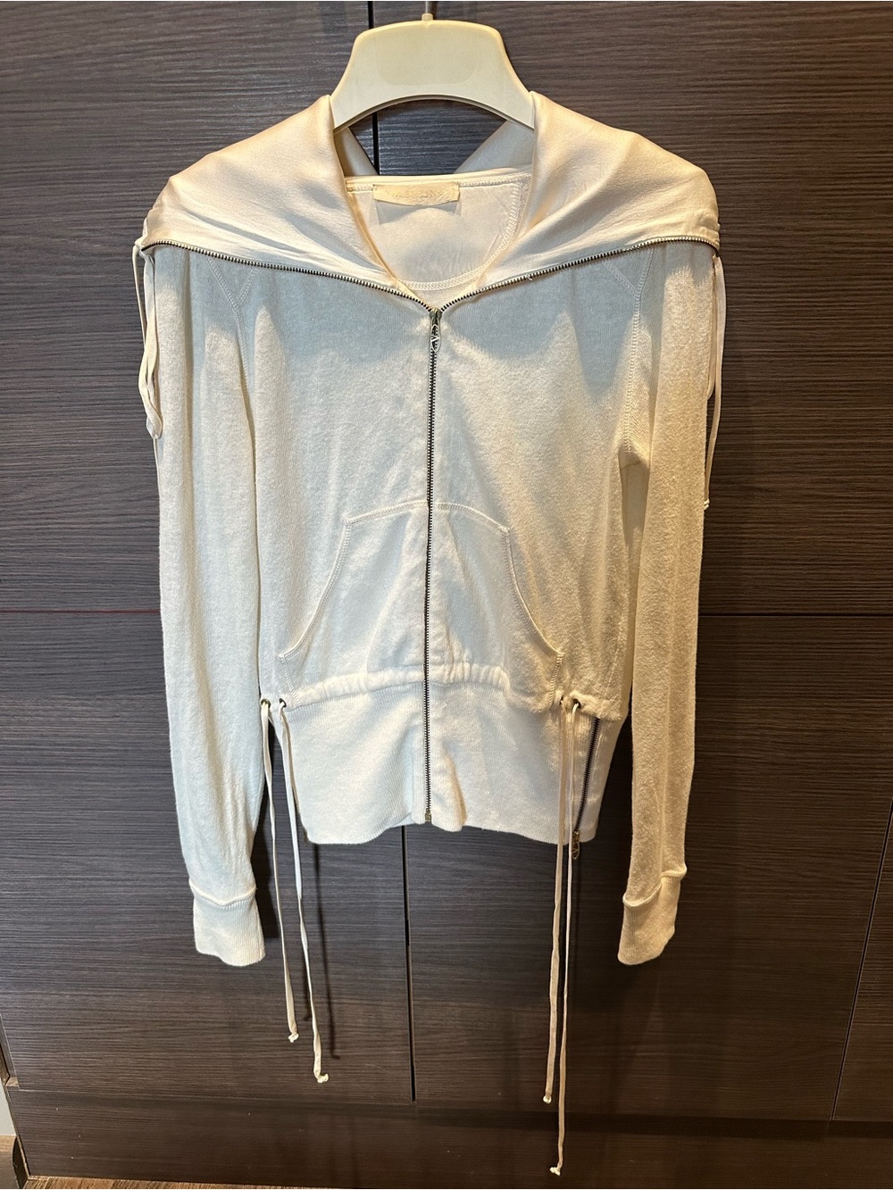 Authentic Valentino Light Cream Zip-Front Women's Hoodie Sweater